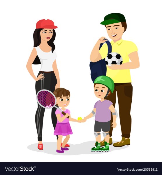 Спортивная семья на прозрачном фоне