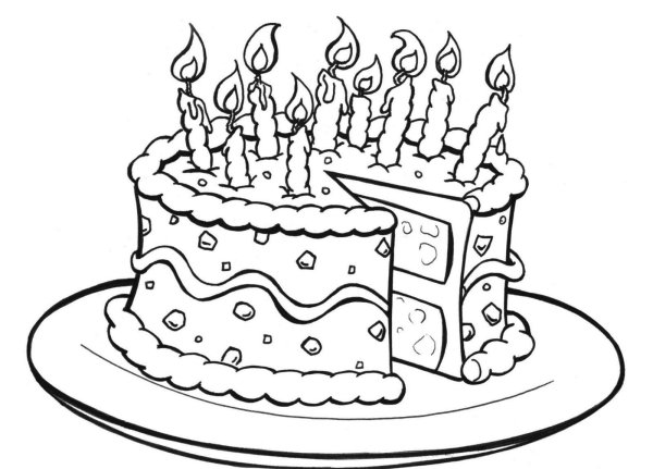 Раскраска торт на день рождения