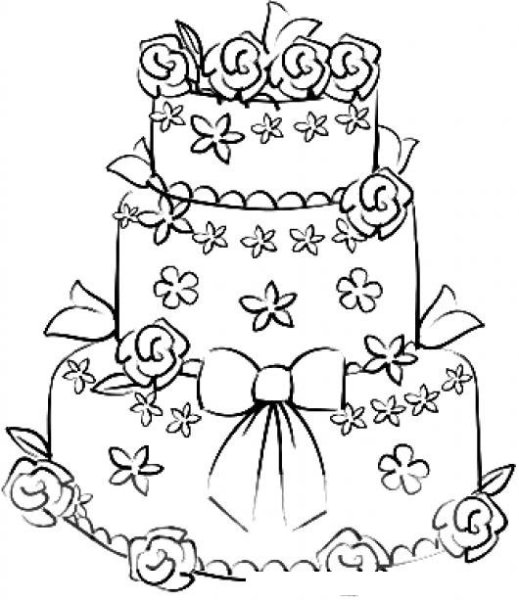 Тортик и цветы раскраска