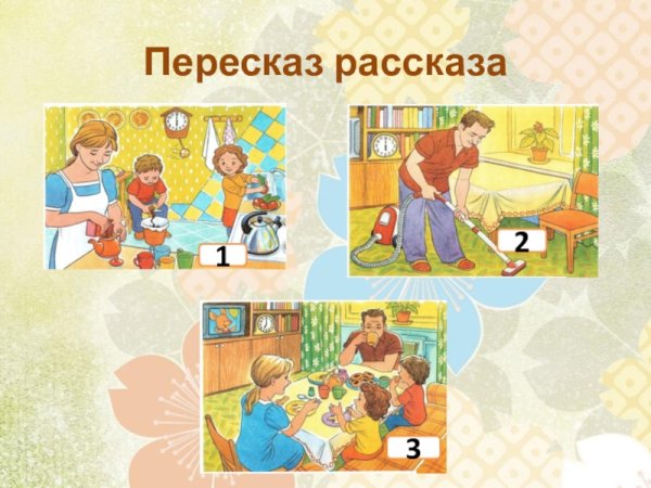 Серия сюжетных картинок семья