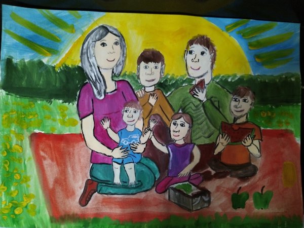 Дружная семья рисунок