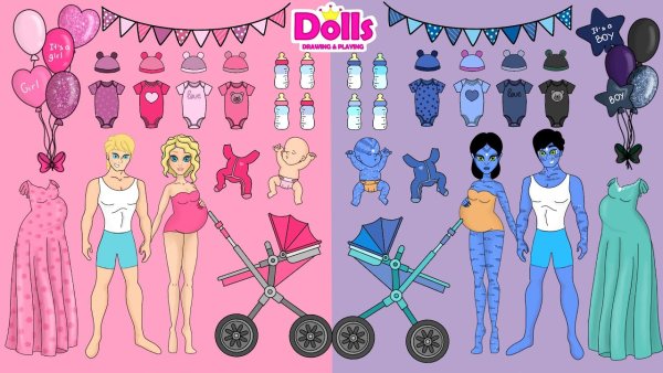 Бумажные куклы беременные с одеждой
