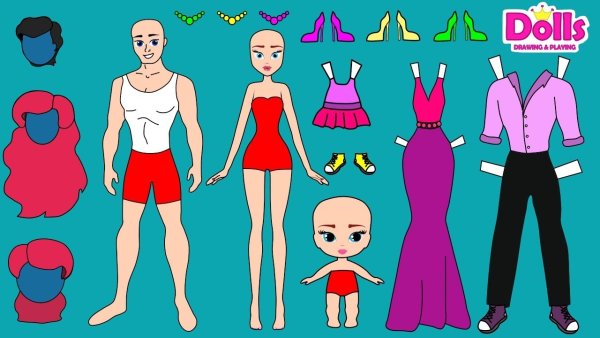 Бумажные куклы с одеждой семья