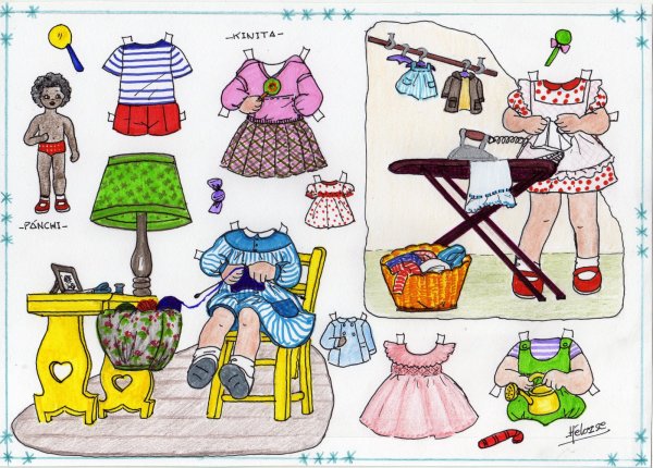 Бумажная кукла с одеждой и мебелью