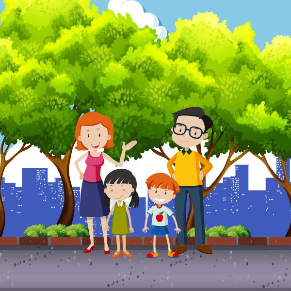 Рисование семья в парке