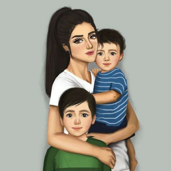Аватарка мама с двумя детьми