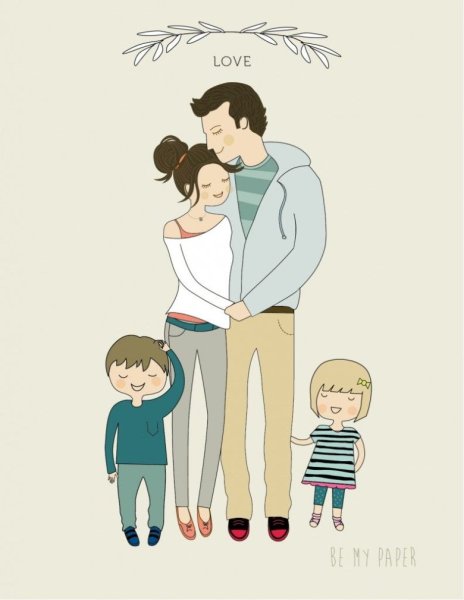 Семейная пара с детьми иллюстрация