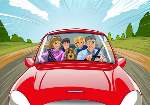 Семья в автомобиле иллюстрация
