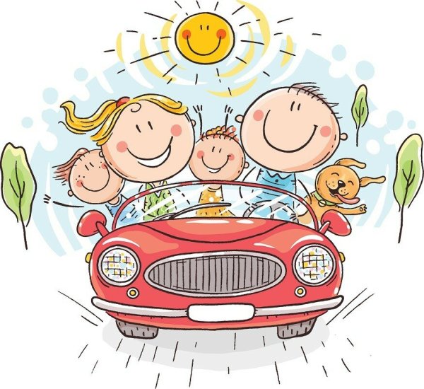 Семейное путешествие на машине иллюстрация