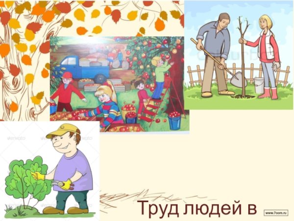 Труд людей в саду