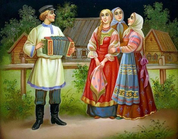 Федоскинская миниатюра хоровод