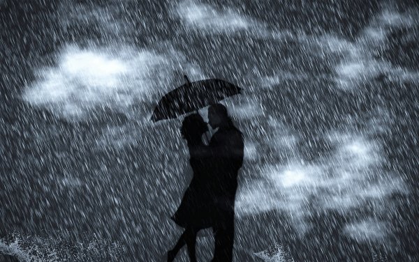 Почему человек под сильным дождем идет без зонта?