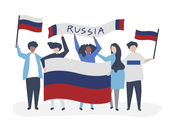 Держит русский флаг