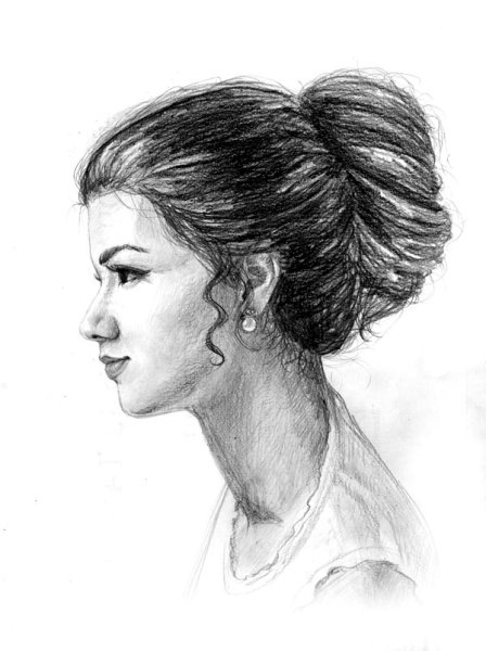 Лицо в профиль карандашом