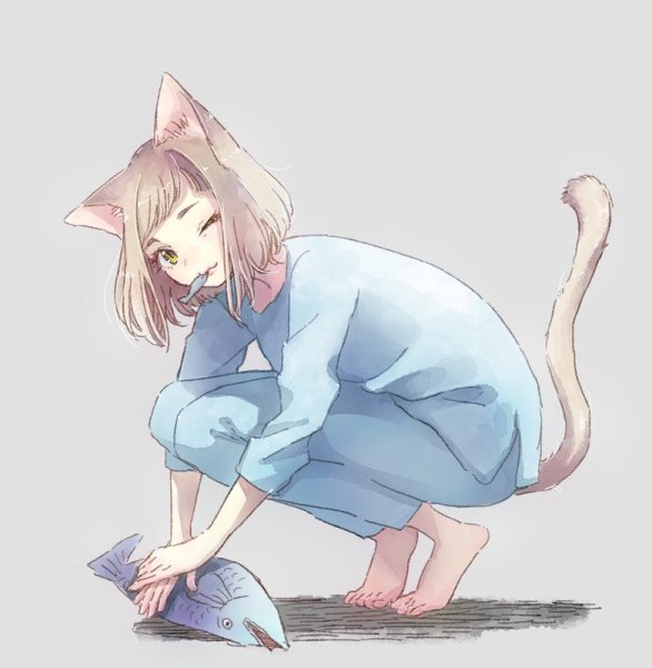 Человек с кошачьими ушками и хвостом