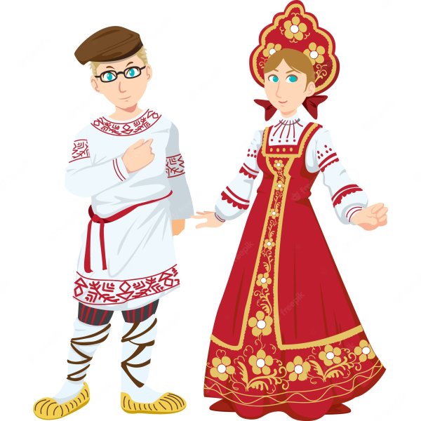 Мужчина и женщина в русских народных костюмах