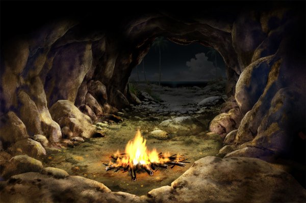Очаг в пещере древнего человека