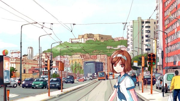 Городские пейзажи в стиле аниме