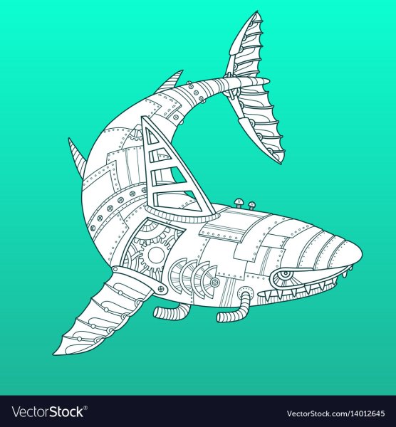 Робот акула раскраска