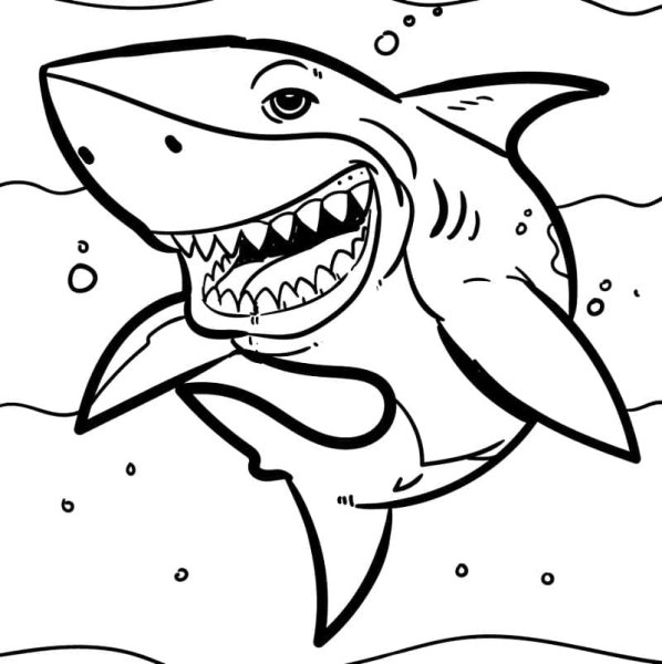 Смешная акула раскраска для детей