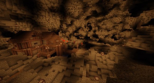 Minecraft дом в пещере