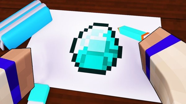 Нарисовать Алмаз из МАЙНКРАФТА