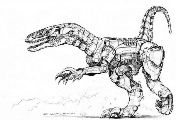Робот динозавр раскраска