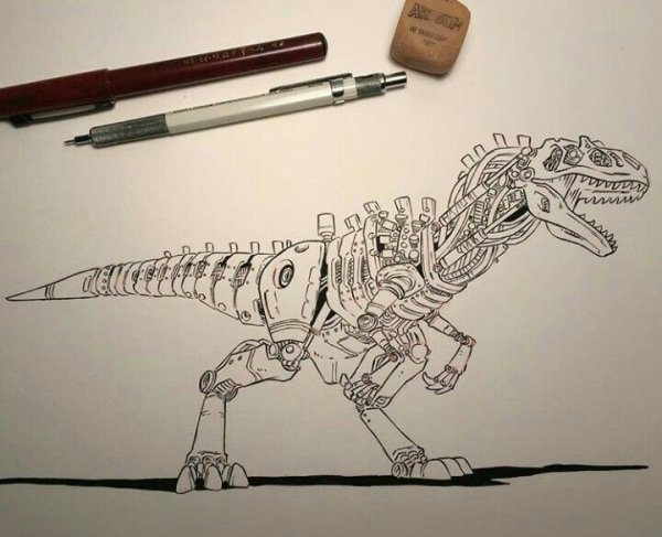 Скелет динозавра скетч