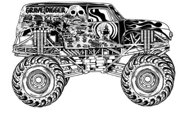 Раскраска монстр трак Grave Digger