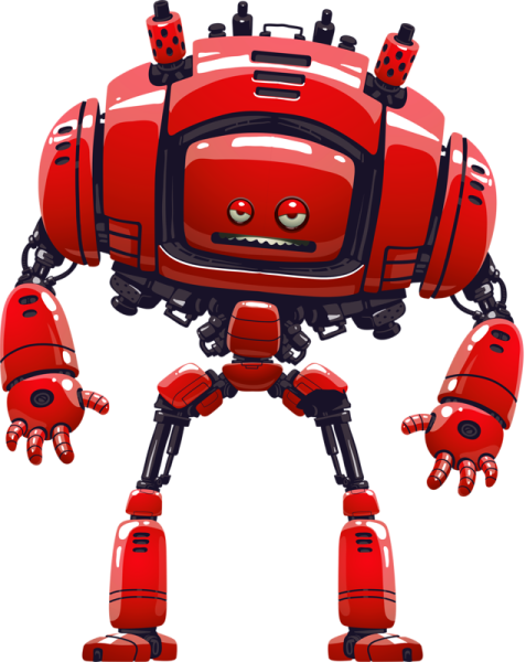 Красный робот из мультика