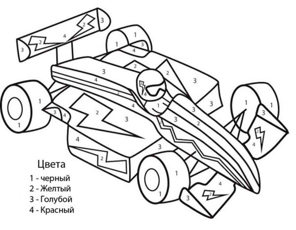 Раскраска по номерам для детей машина