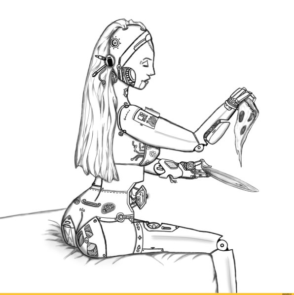Рисовать робота с девочкой