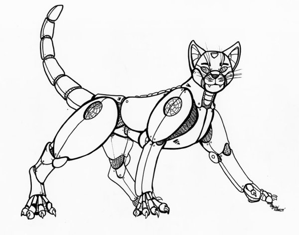 Раскраска робот кошка