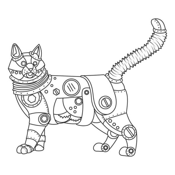 Раскраска робот кошка