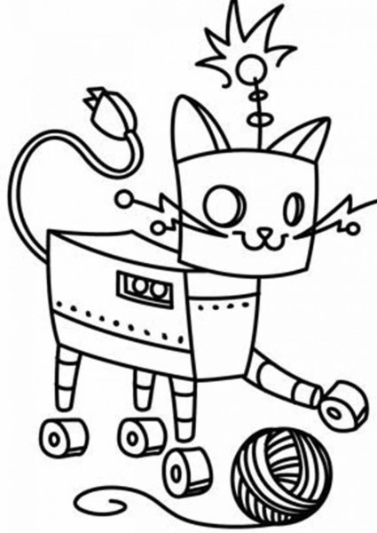 Робот кот раскраска