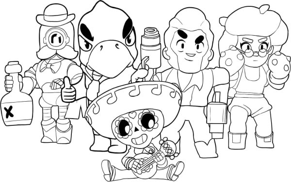 Герои Brawl Stars раскраска