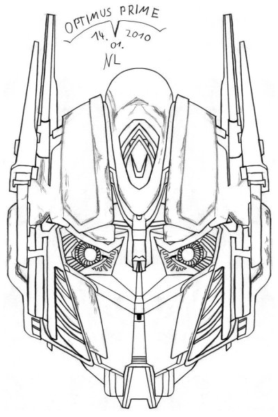 Рисунок Оптимуса Прайма карандашом