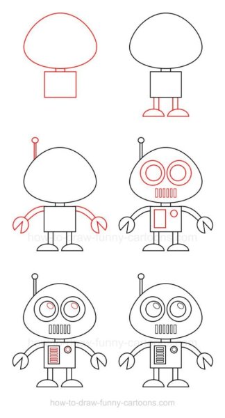 Поэтапное рисование робота