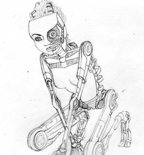 Девушка робот эскиз