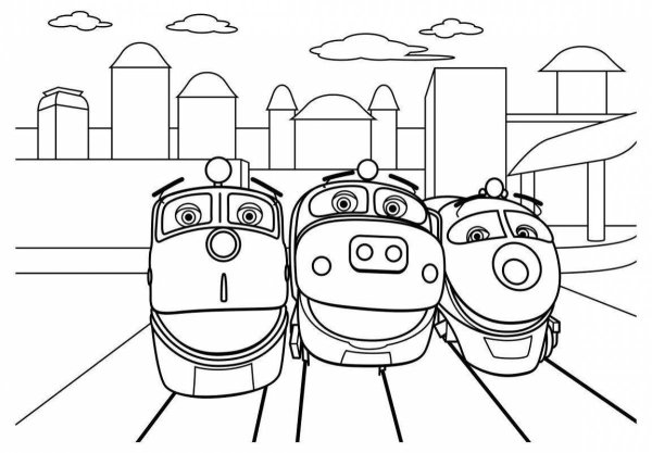 Раскраска роботы поезда Кей и Виктор