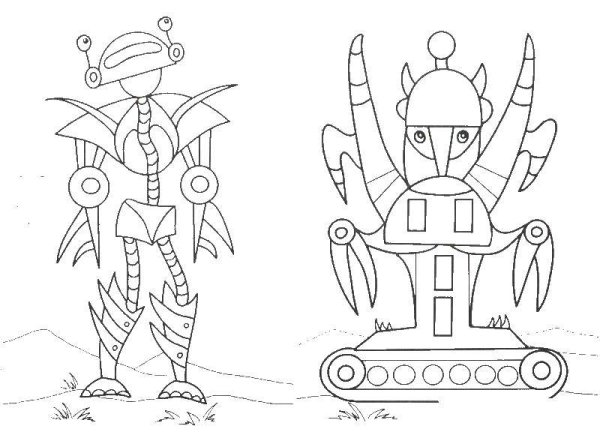 Страшные роботы раскраска