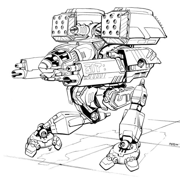 Боевые роботы Battletech раскраска