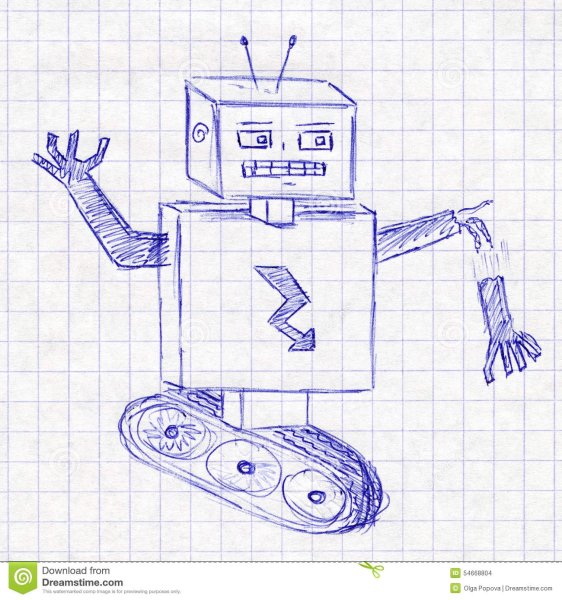 Нарисовать робота в тетради