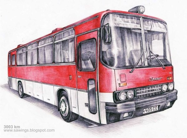 Нарисовать автобус Икарус