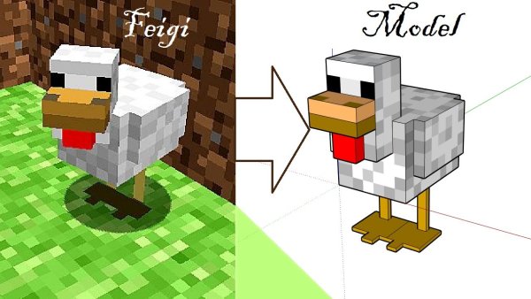 Модель курицы из МАЙНКРАФТА