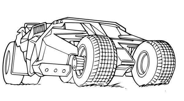 Бэтмен и Бэтмобиль раскраска