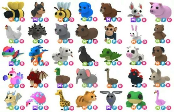 Игрушки питомцы из adopt me