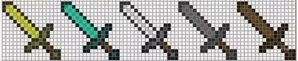 Рисование по клеточкам оружие из МАЙНКРАФТА