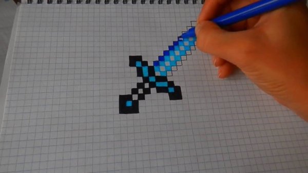 Рисование по клеточкам меч
