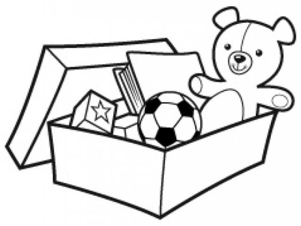 Коробка с игрушками раскраска